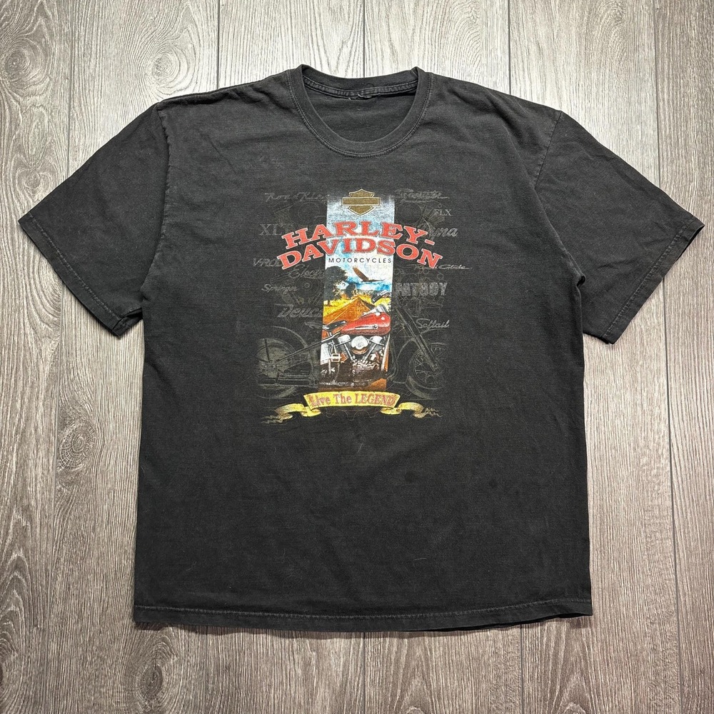 Vintage Harley Davidson Shirt Large Black Wisconsin Biker Streetwear Fade Legend
